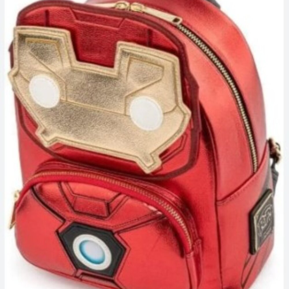 Loungefly x Marvel Iron Man Light Up Mini Backpack Metallic Leather